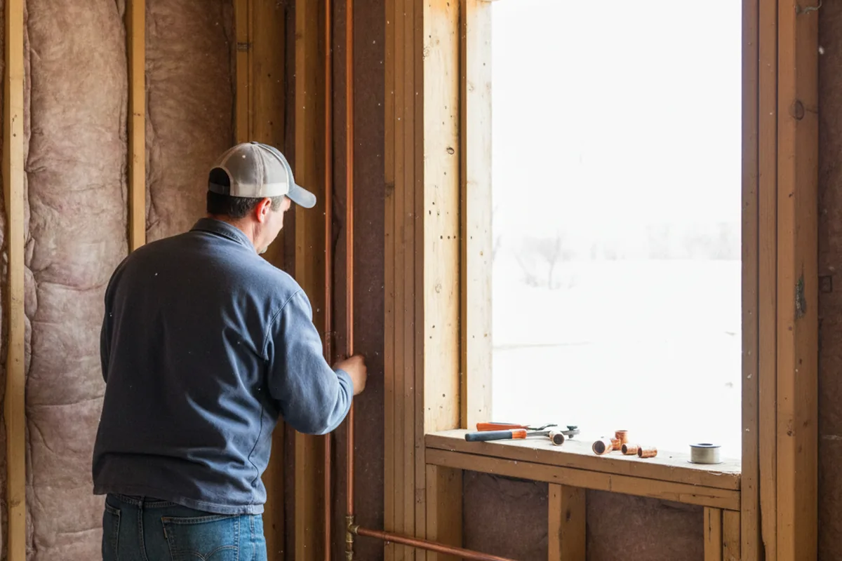 Licensed plumber running new copper supply lines in a Effingham home