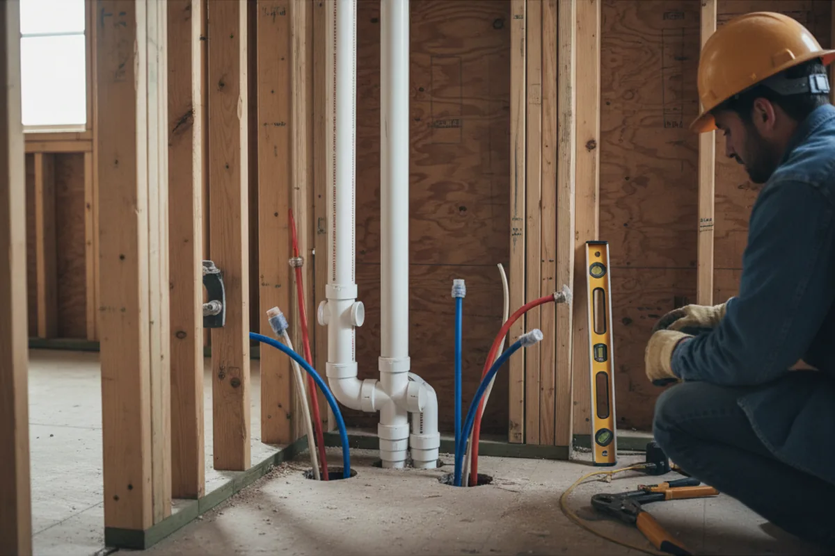Drain and supply rough-in during Leak Detection in Effingham